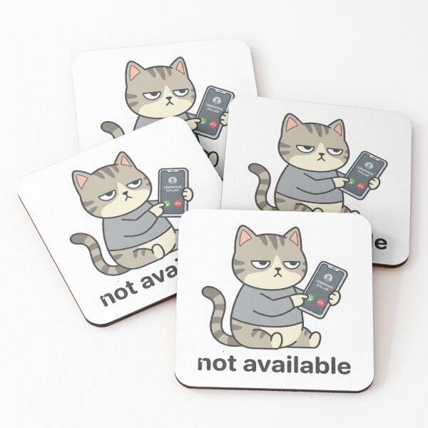 Item preview, Not Available Cat Sticker - Funny Antisocial Cat Declining Call Meme designed and sold by SendHelpCats.