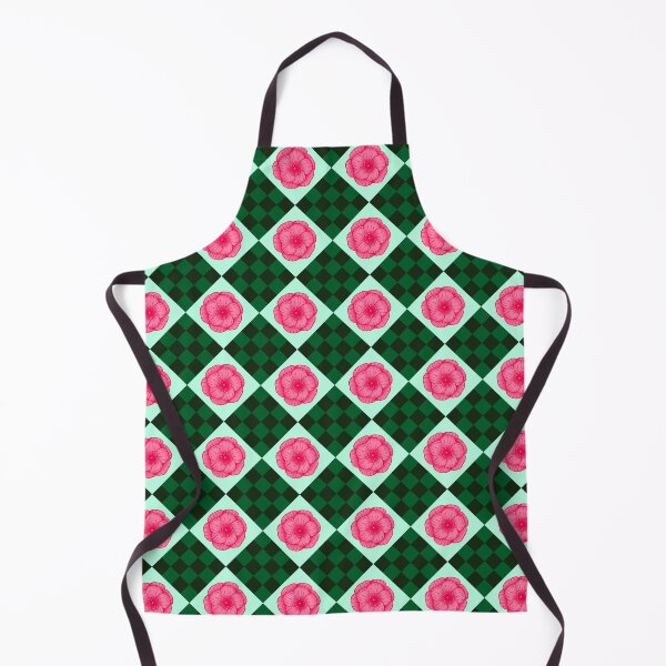 Item preview, pink roses on green checkerboard pattern designed and sold by Feral Lines Studio .