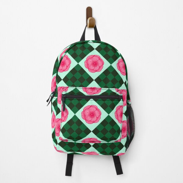 Item preview, pink roses on green checkerboard pattern designed and sold by Feral Lines Studio .