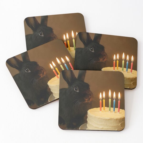 Item preview, Black Rabbit with Birthday Cake – Cute Bunny Lover Happy Birthday Design designed and sold by EmeraldeaArt.