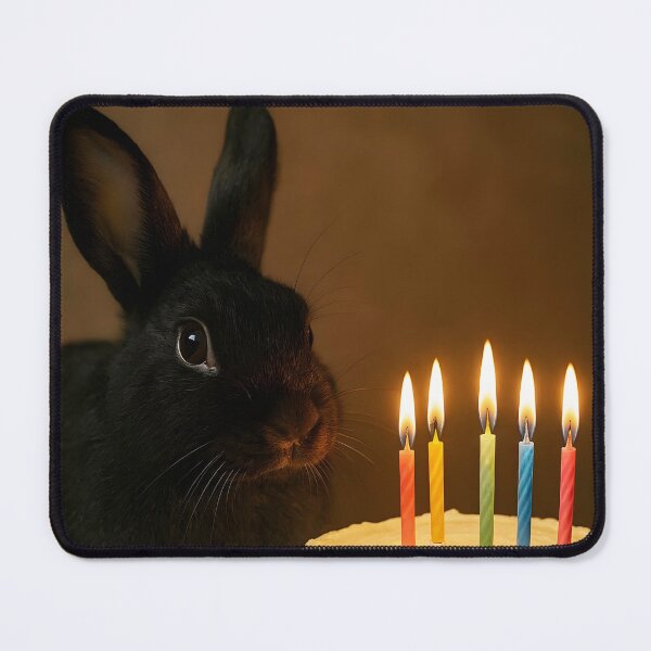 Item preview, Black Rabbit with Birthday Cake – Cute Bunny Lover Happy Birthday Design designed and sold by EmeraldeaArt.