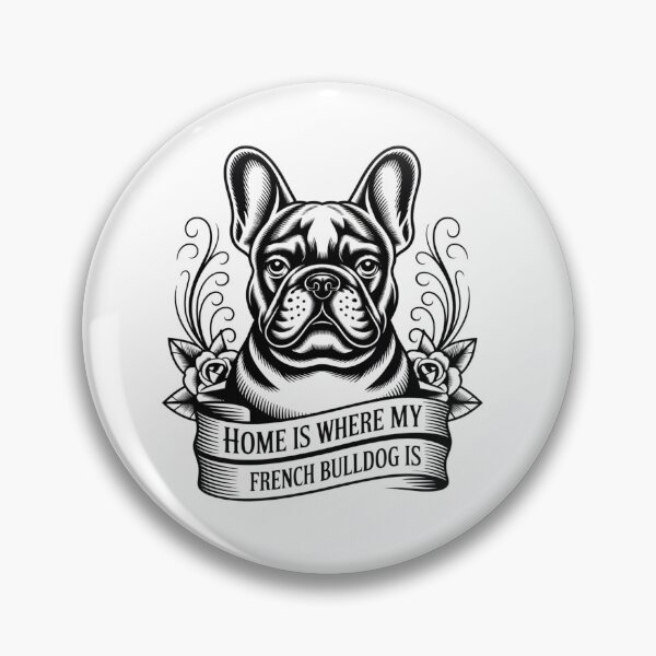 Item preview, Vintage French Bulldog Tattoo Design – “Home Is Where My French Bulldog Is” – Old School Black Ink Illustration designed and sold by RALYSHOP.