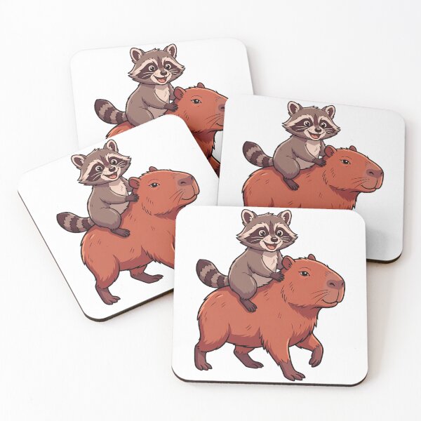 Item preview, Cute Raccoon Riding Capybara Cartoon Animal Friendship designed and sold by k3rstman1.