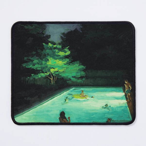 Item preview, Nocturnal Pool Scene Impressionism Night Painting designed and sold by LaFabricaArt.