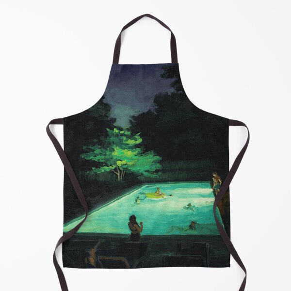 Item preview, Nocturnal Pool Scene Impressionism Night Painting designed and sold by LaFabricaArt.