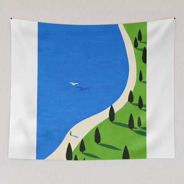 Item preview, Minimalist Coastal Path Landscape Modern Art designed and sold by LaFabricaArt.