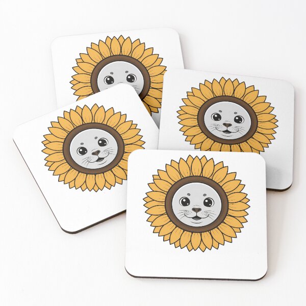 Item preview, Cute Kawaii Baby Seal Sunflower Floral Petals designed and sold by k3rstman1.