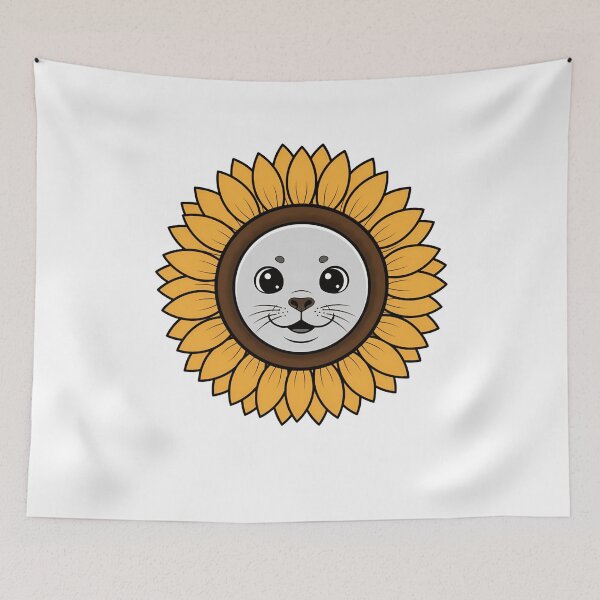 Item preview, Cute Kawaii Baby Seal Sunflower Floral Petals designed and sold by k3rstman1.