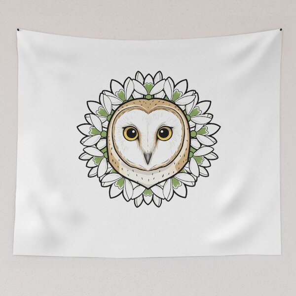 Item preview, Barn Owl and Snowdrop Floral Mandala designed and sold by k3rstman1.