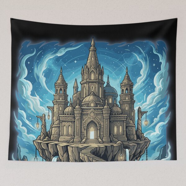 Item preview, Celestial Floating Castle Magic Sky Kingdom Illustration designed and sold by AmazingEG.