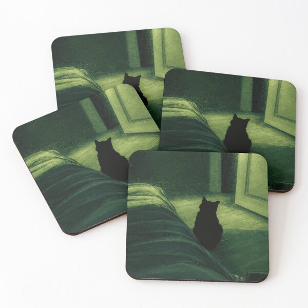 Item preview, Moody Cat Silhouette Nocturne Impressionist Art designed and sold by LaFabricaArt.