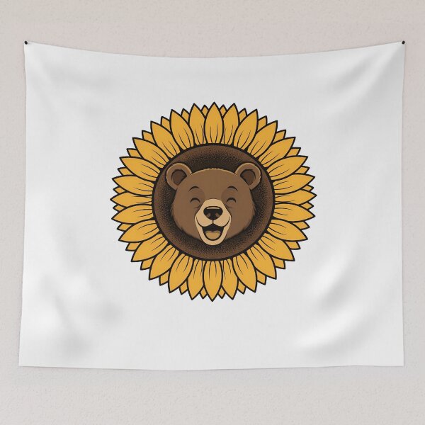 Item preview, Smiling Brown Bear Cub in Yellow Sunflower designed and sold by k3rstman1.