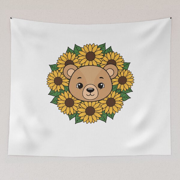 Item preview, Adorable Bear Cub with Sunflower Floral Wreath designed and sold by k3rstman1.