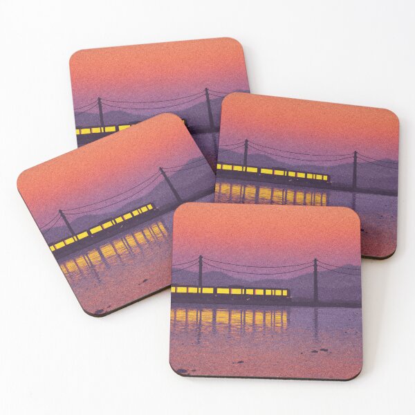 Aperçu de l'œuvre Sunset Train Reflection Landscape Impressionist Art créée et vendue par LaFabricaArt.