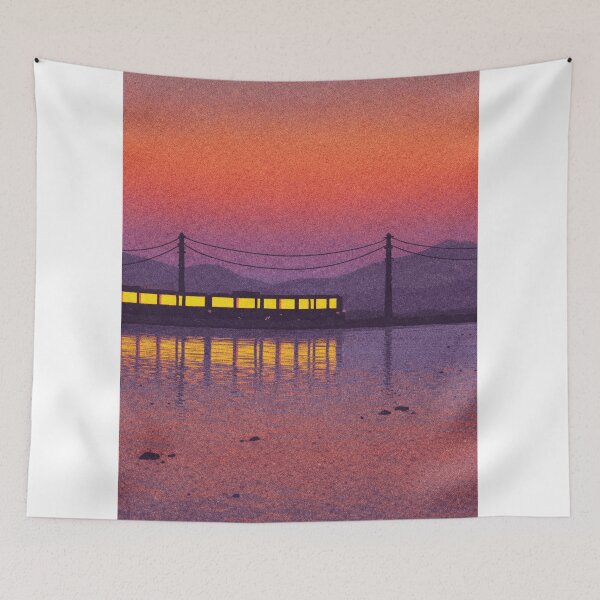 Aperçu de l'œuvre Sunset Train Reflection Landscape Impressionist Art créée et vendue par LaFabricaArt.