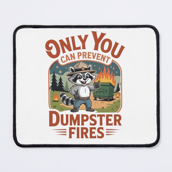Item preview, Only You Can Prevent Dumpster Fires: Funny Raccoon Firefighter Meme Sarcastic Humor Meme Office designed and sold by NewaveBoutique.