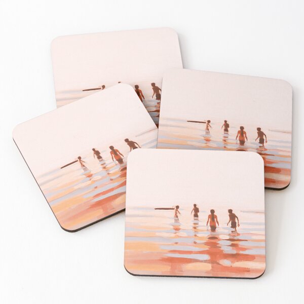 Aperçu de l'œuvre Minimalist Beach Figures Sunset Impressionist Art créée et vendue par LaFabricaArt.