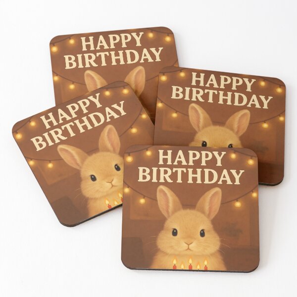 Item preview, Happy Birthday Bunny – Cute Rabbit with Cake and Candles for Bunny Lovers designed and sold by EmeraldeaArt.