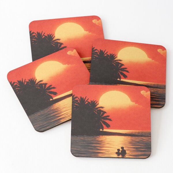 Item preview, Romantic Tropical Sunset Silhouette Impressionist Art designed and sold by LaFabricaArt.