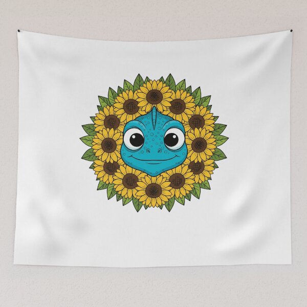 Item preview, Cute Blue Chameleon Sunflower Floral Wreath designed and sold by k3rstman1.