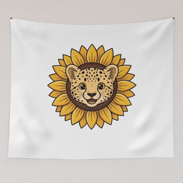 Item preview, Cute Cheetah Cub Sunflower Floral Bloom designed and sold by k3rstman1.