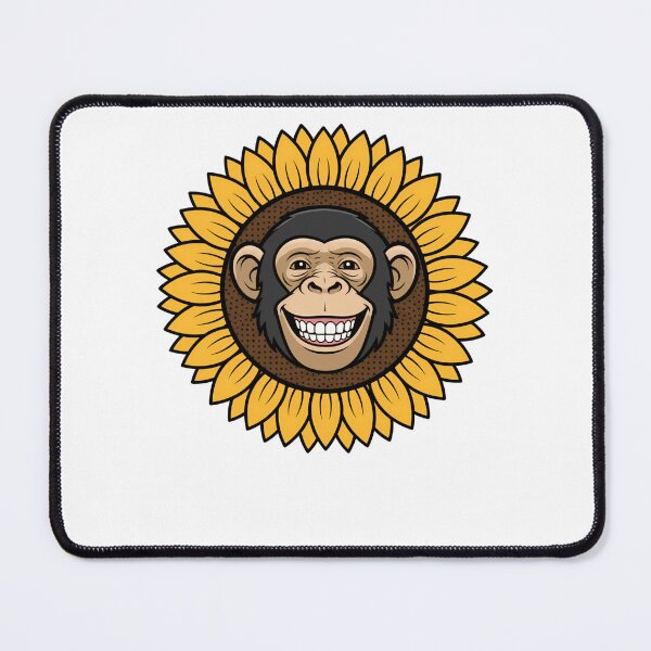 Item preview, Happy Smiling Chimpanzee Sunflower Yellow Floral Theme designed and sold by k3rstman1.