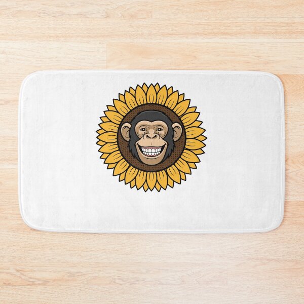 Item preview, Happy Smiling Chimpanzee Sunflower Yellow Floral Theme designed and sold by k3rstman1.