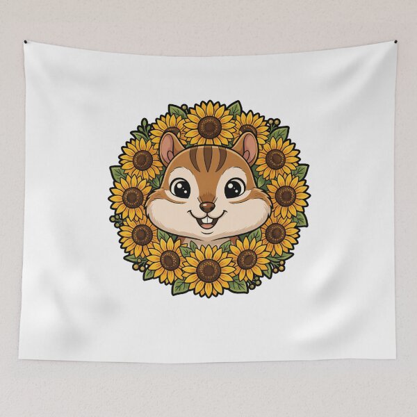 Item preview, Cute Chipmunk Sunflower Autumn Floral Wreath designed and sold by k3rstman1.