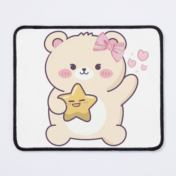 Item preview, Adorable Kawaii Bear with Star and Pink Bow Illustration designed and sold by Stickivo.
