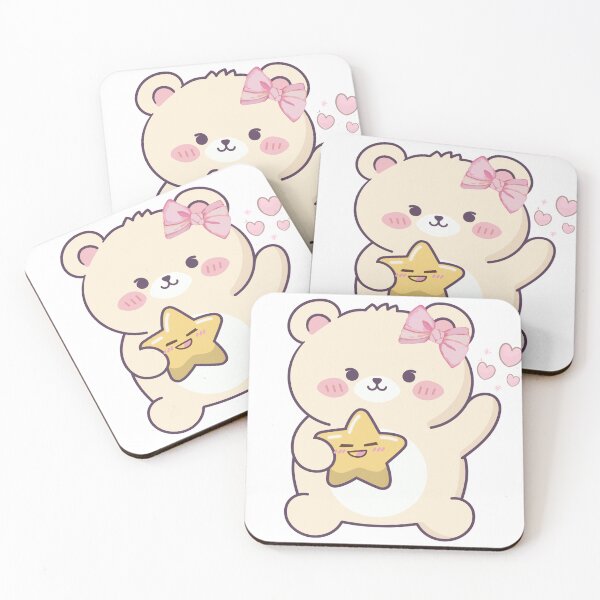 Item preview, Adorable Kawaii Bear with Star and Pink Bow Illustration designed and sold by Stickivo.