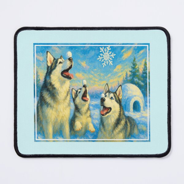 Item preview, Three Siberian huskies playing in the snow designed and sold by the artedivino.