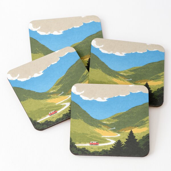 Item preview, Vintage Road Trip Mountain Landscape Illustration Art designed and sold by LaFabricaArt.