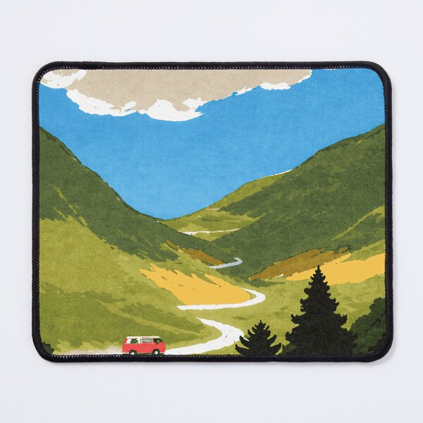 Item preview, Vintage Road Trip Mountain Landscape Illustration Art designed and sold by LaFabricaArt.