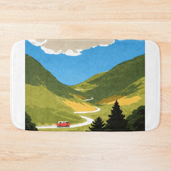 Item preview, Vintage Road Trip Mountain Landscape Illustration Art designed and sold by LaFabricaArt.