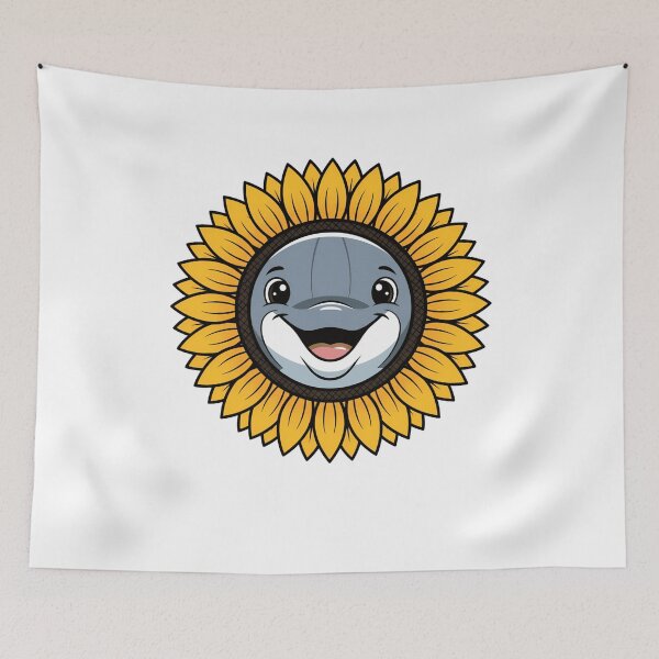 Item preview, Cute Smiling Dolphin Sunflower Floral Ocean Mashup designed and sold by k3rstman1.