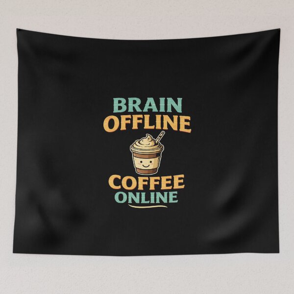 Item preview, Brain Offline Coffee Online Cute Coffee Shirt Cozy Aesthetic Caffeine Lover Tee designed and sold by VibeOffline Studio.