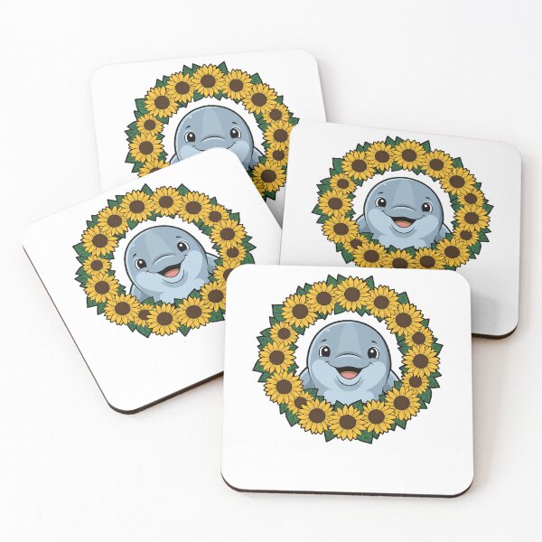 Item preview, Cute Smiling Dolphin Sunflower Floral Wreath designed and sold by k3rstman1.
