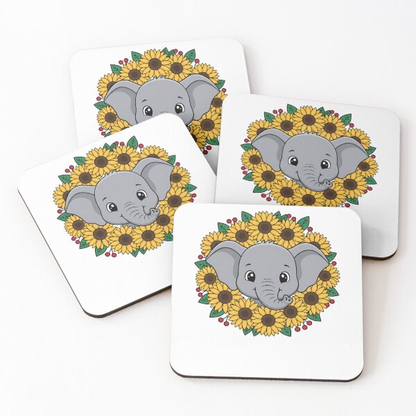 Item preview, Adorable Baby Elephant Sunflower Floral Wreath designed and sold by k3rstman1.