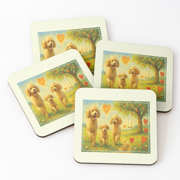 Item preview, Three happy poodles running in a spring field designed and sold by the artedivino.