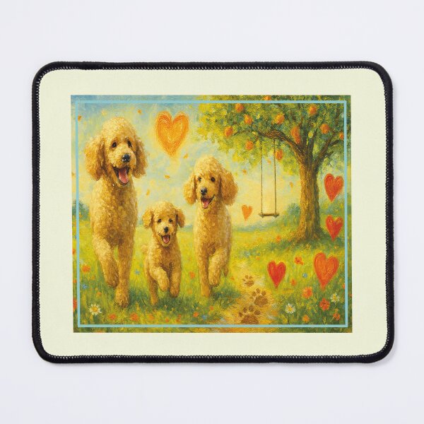 Item preview, Three happy poodles running in a spring field designed and sold by the artedivino.