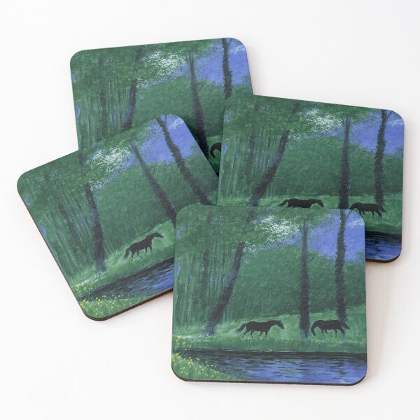 Aperçu de l'œuvre Silent Horses by the Forest Stream créée et vendue par LaFabricaArt.