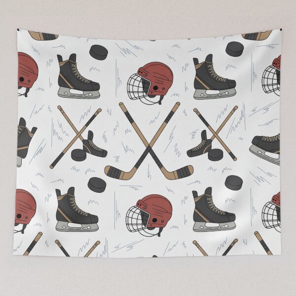 Item preview, Ice Hockey Seamless Pattern – Skates, Helmets, Sticks & Pucks designed and sold by Midnight Veil Designs.