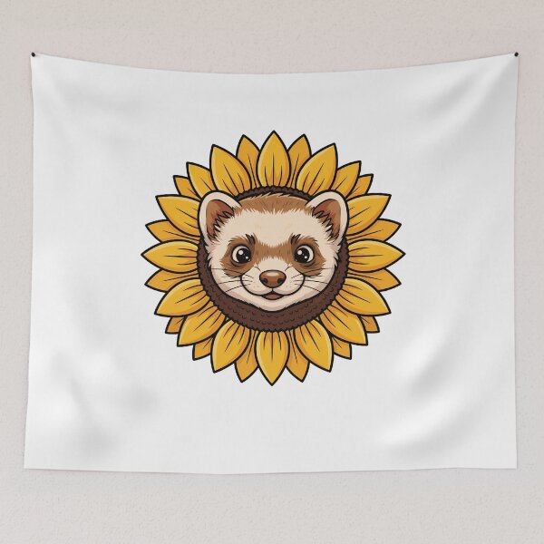 Item preview, Cute Ferret Face in Yellow Sunflower designed and sold by k3rstman1.