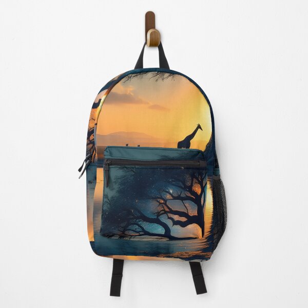 Item preview, Majestic Tree Sunset Reflection Safari Wildlife Aesthetic Landscape Art designed and sold by DreamyWallVibes.