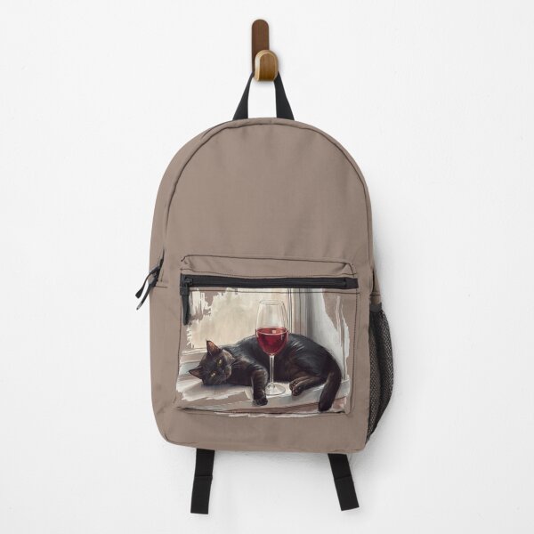 Item preview, black cat and a glass of wine designed and sold by Julitasells.