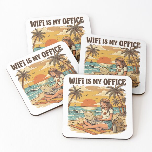 Item preview, WiFi Is My Office Vintage Digital Nomad Beach Retro T-Shirt Design designed and sold by urbinet.