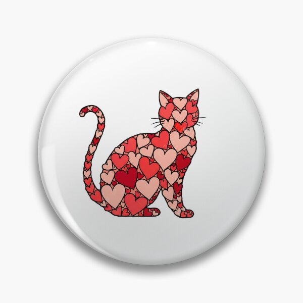 Item preview, retro feline valentine heart art for cat lovers designed and sold by ArtDesignTp.
