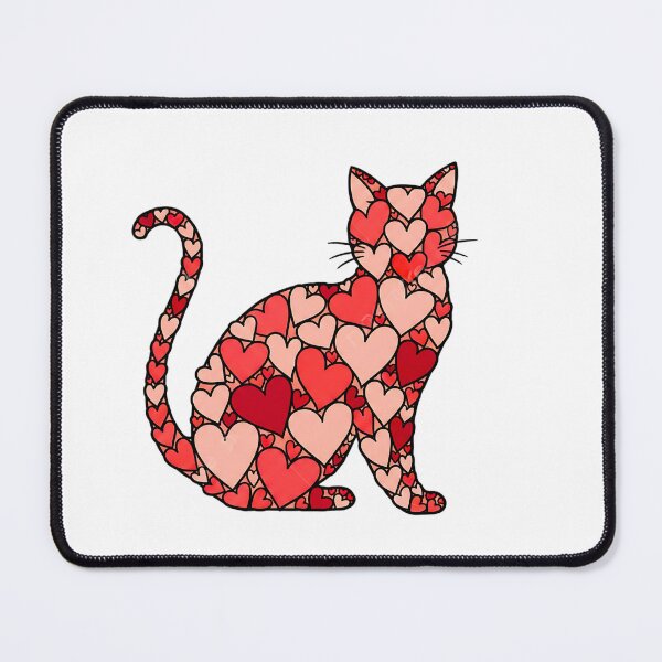 Item preview, retro feline valentine heart art for cat lovers designed and sold by ArtDesignTp.
