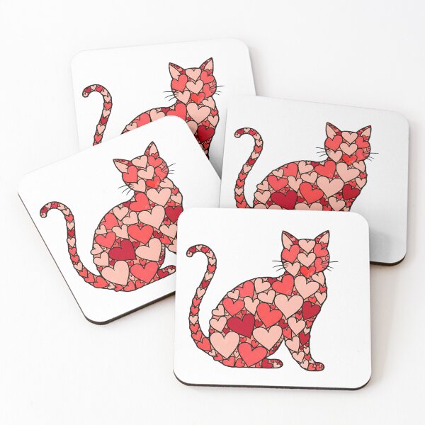 Item preview, retro feline valentine heart art for cat lovers designed and sold by ArtDesignTp.