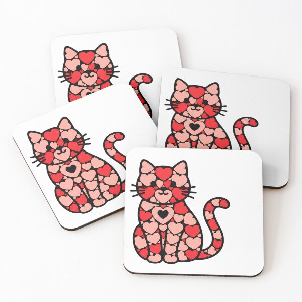 Item preview, kitty valentine hearts retro cat lover design designed and sold by ArtDesignTp.